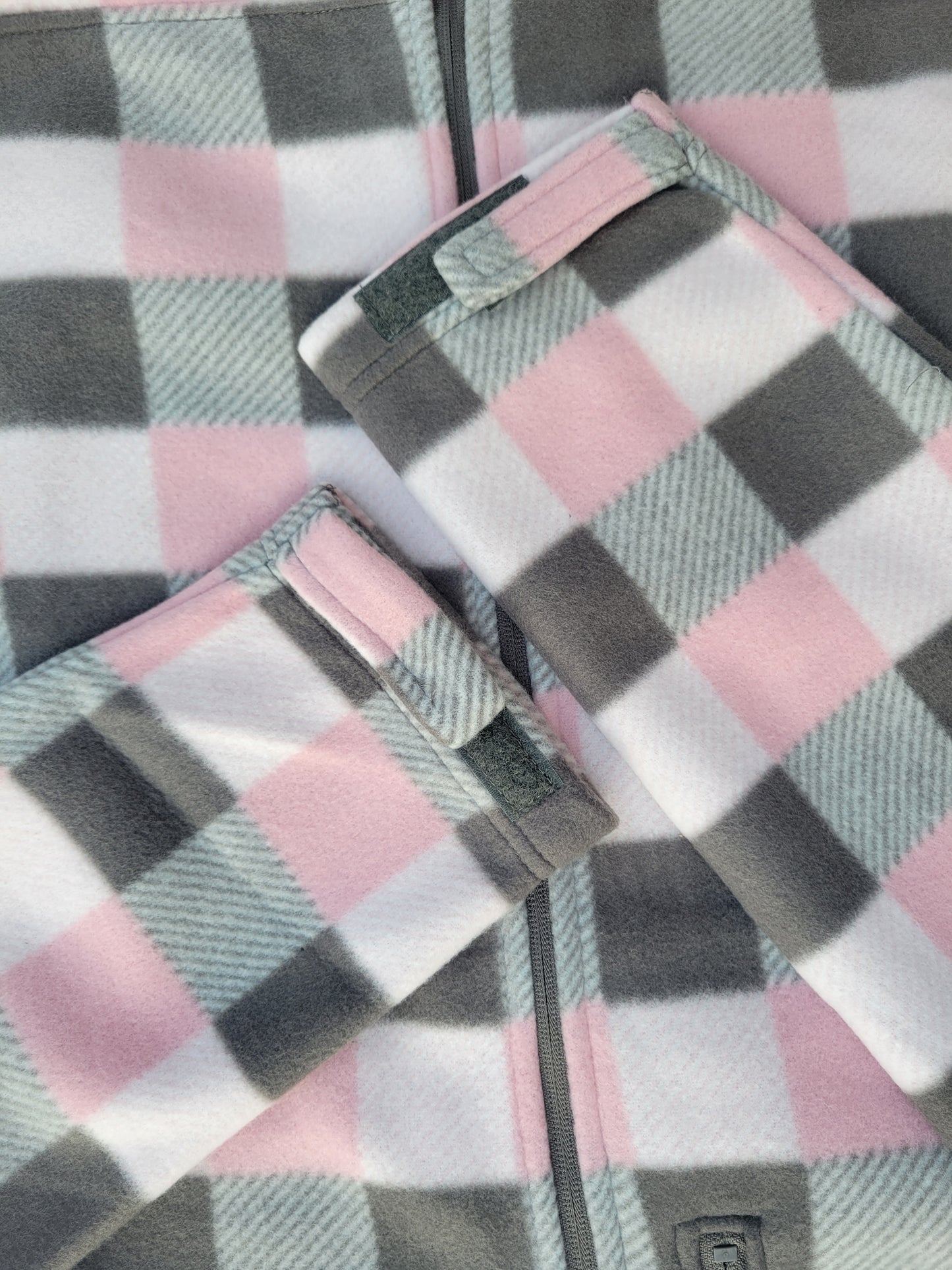 Coat - pink and grey plaid with hood