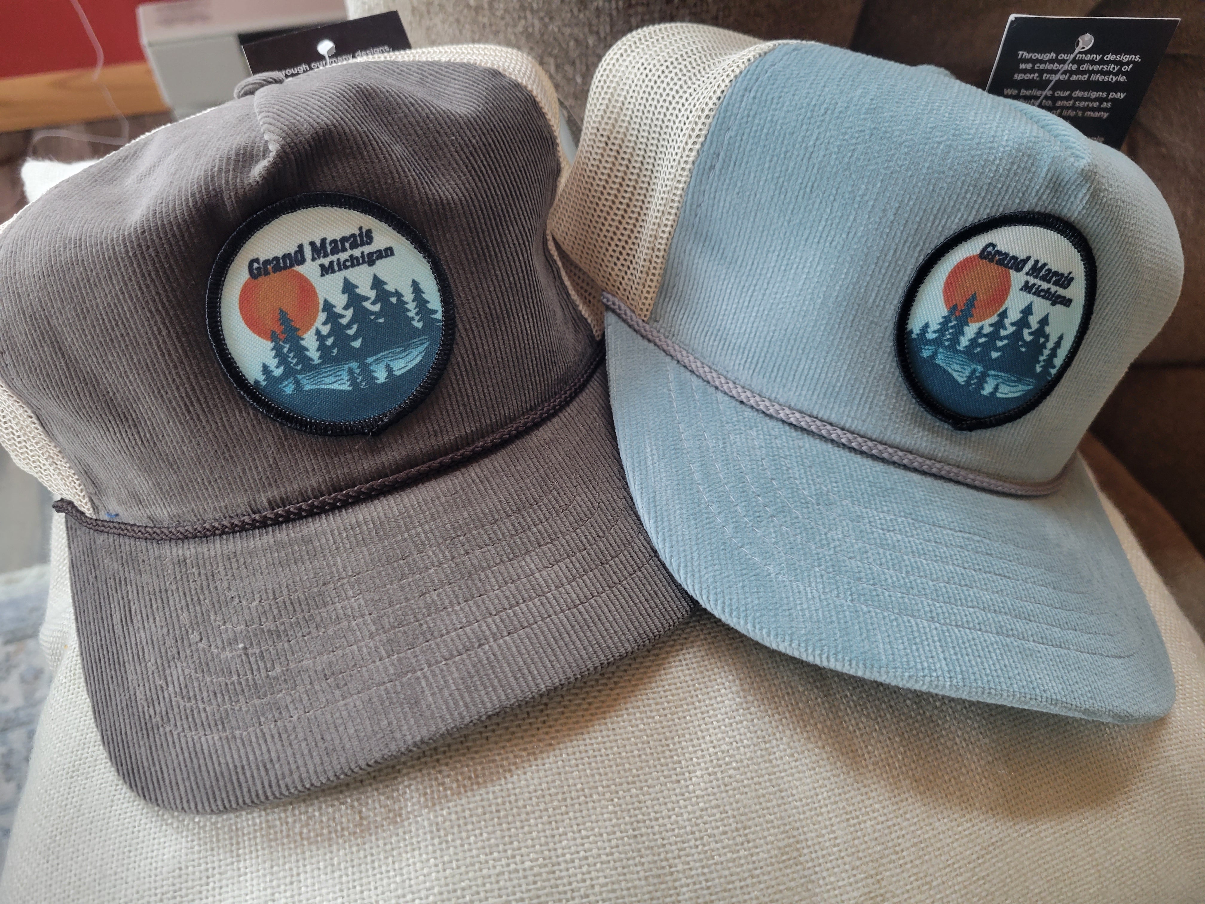 brushed corduroy/mesh hat