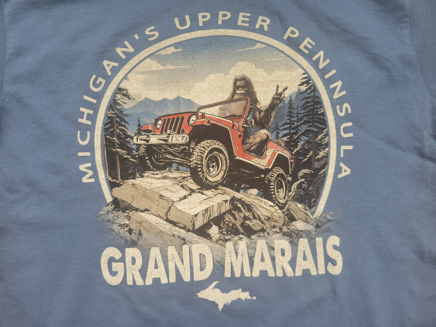 Bigfoot in Jeep short sleeve