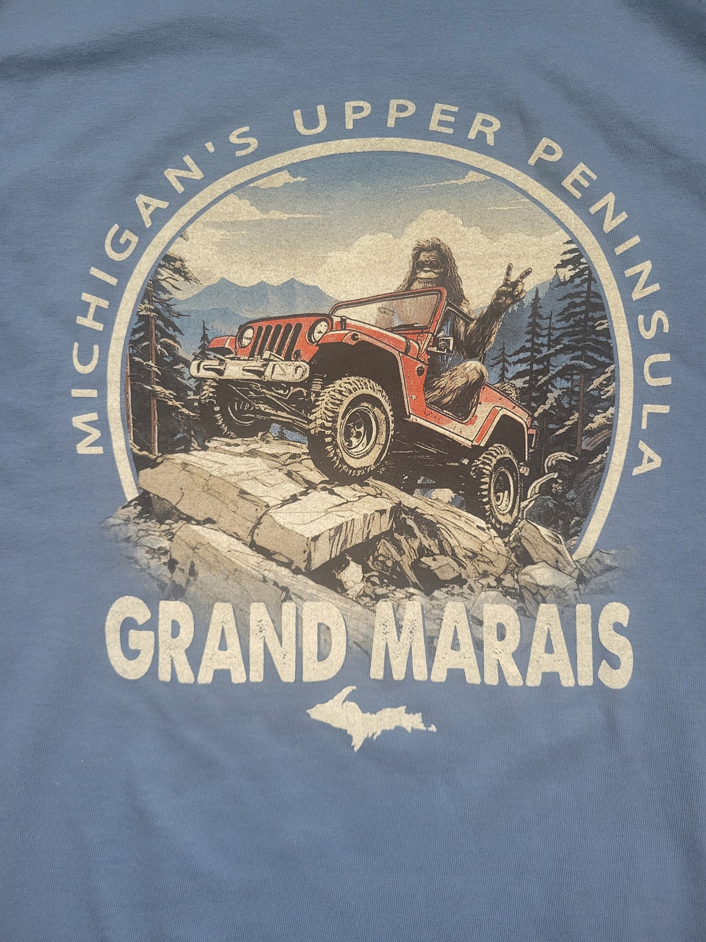 Bigfoot in Jeep short sleeve