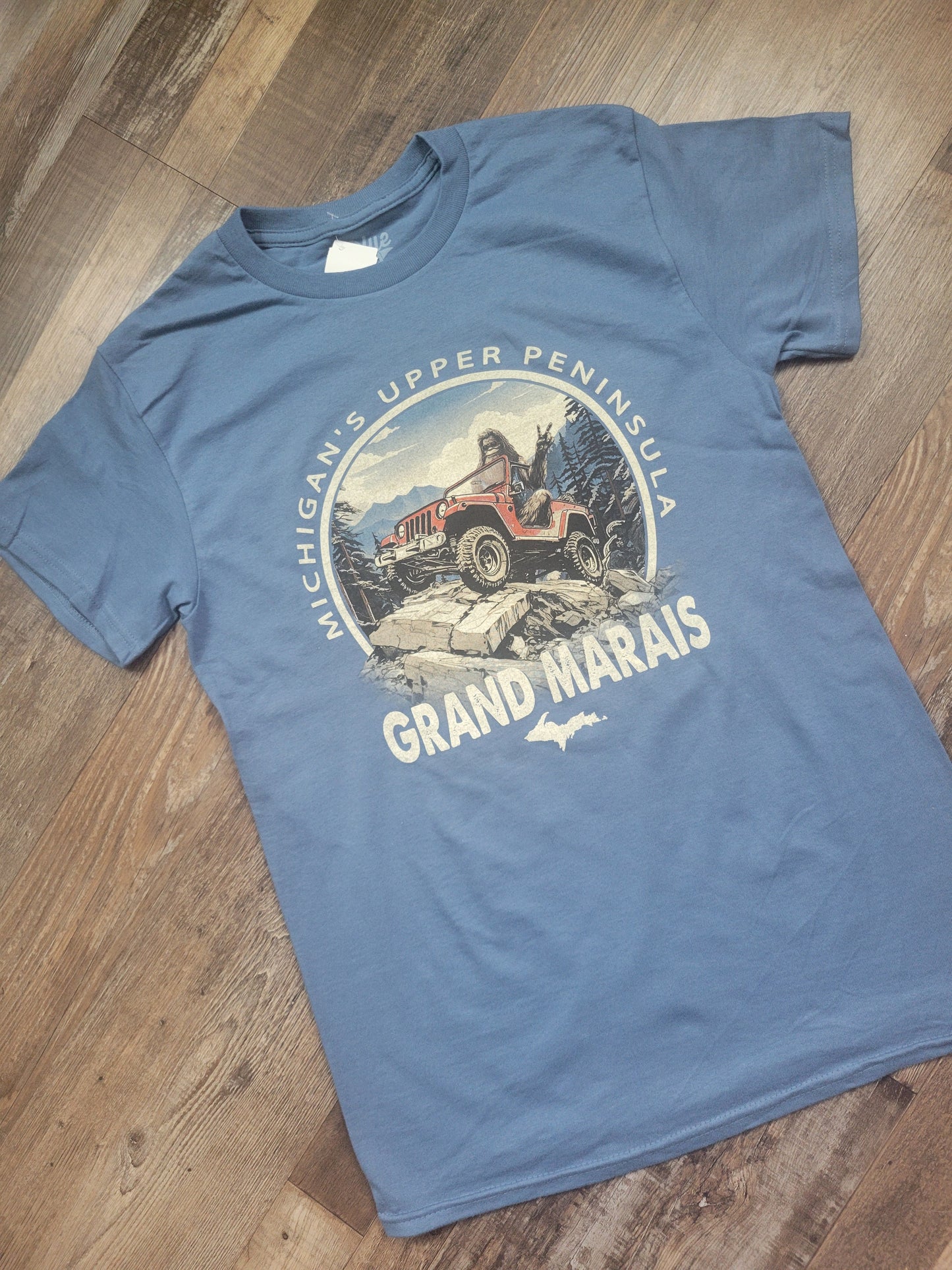 Bigfoot in Jeep short sleeve