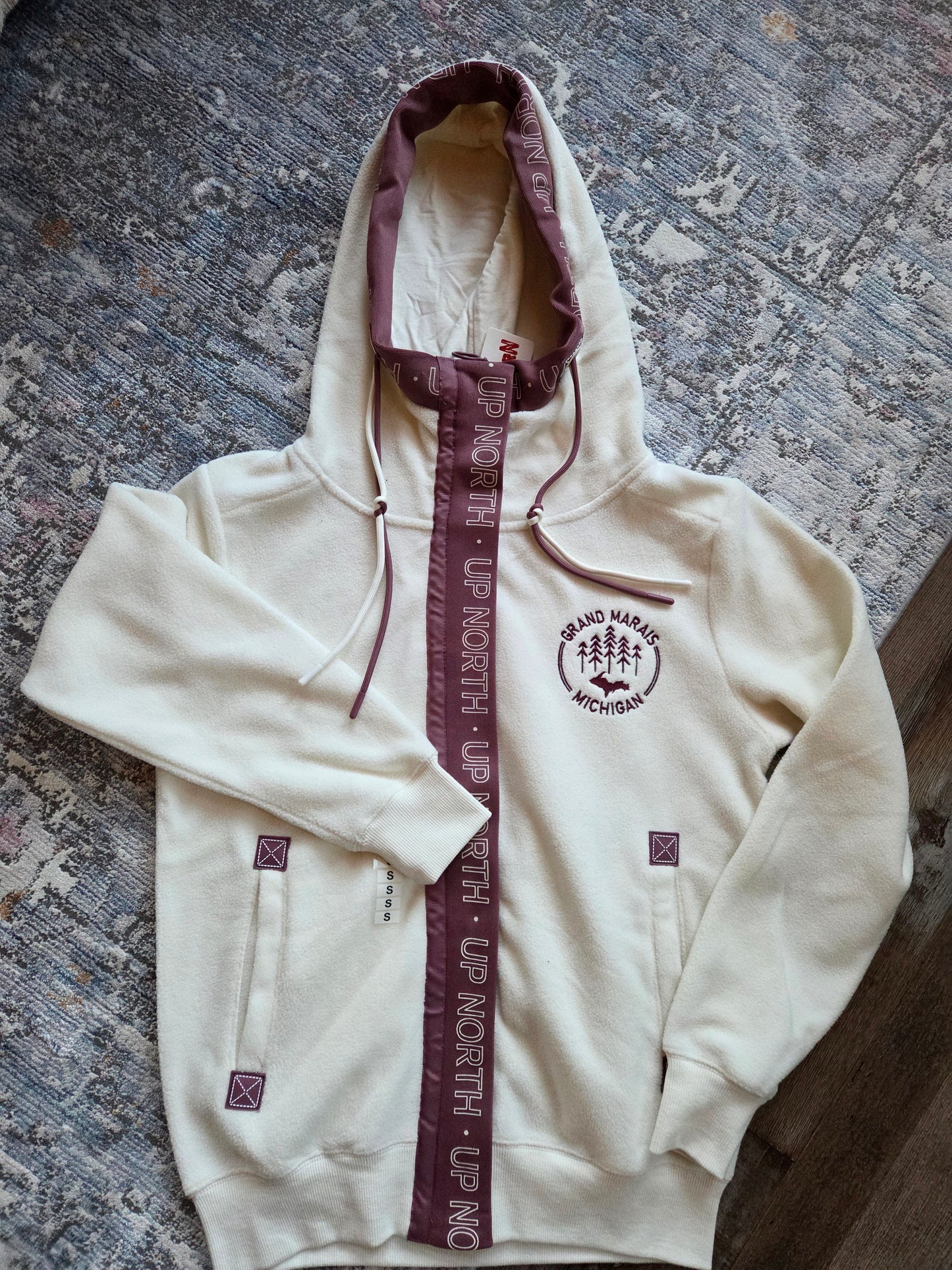 Full zipper hooded jacket - sage or cream color