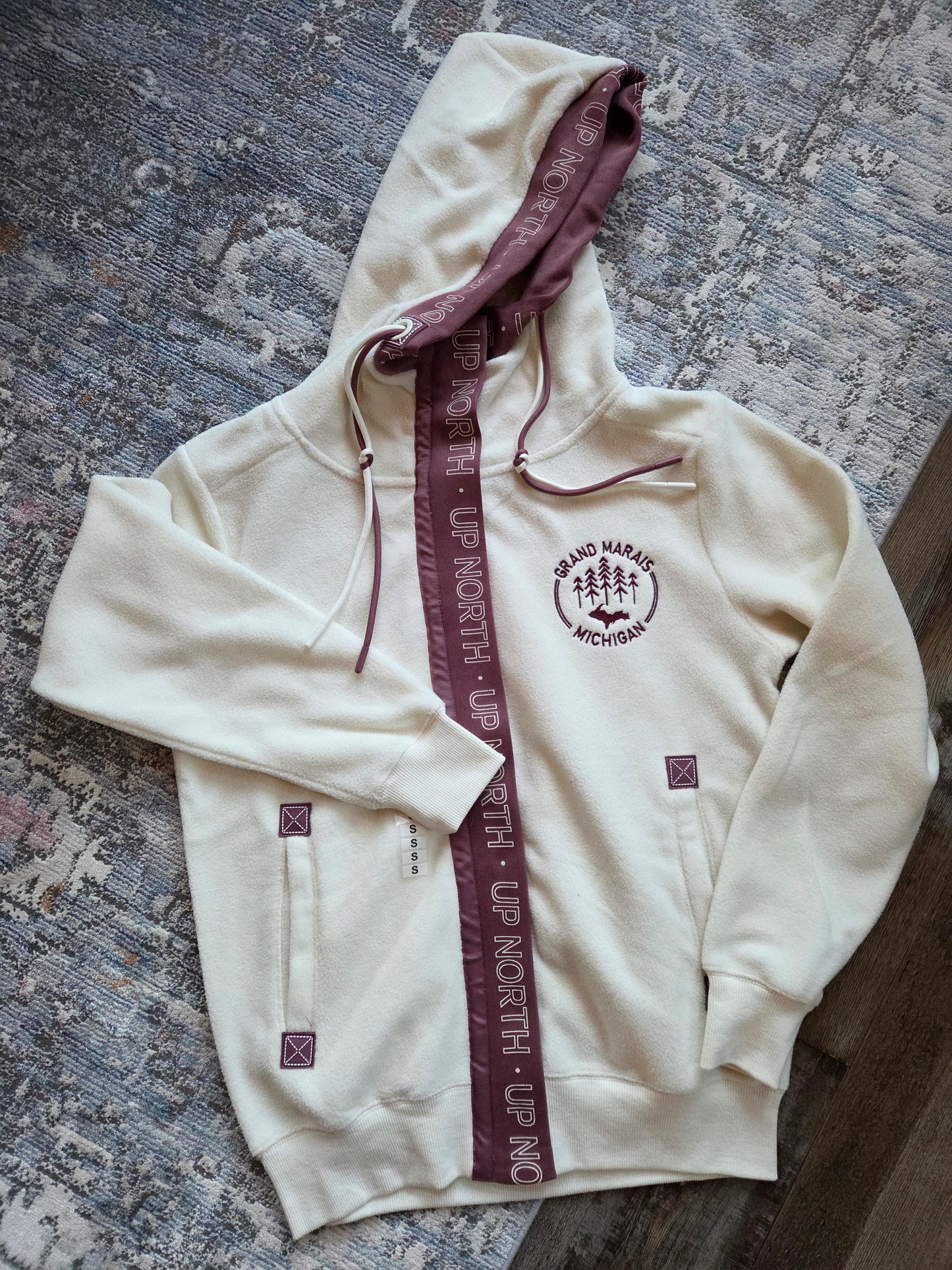 Full zipper hooded jacket - sage or cream color