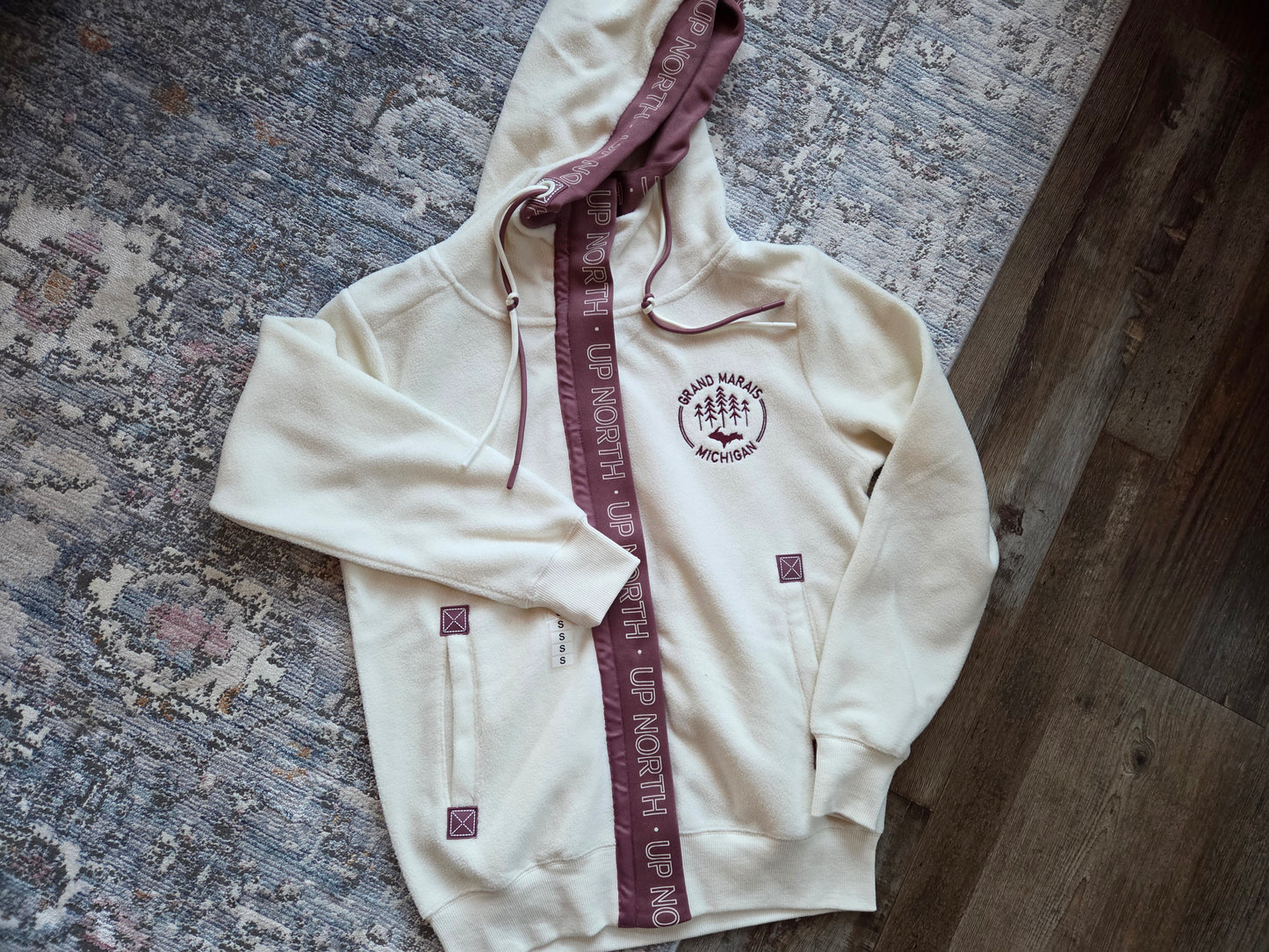 Full zipper hooded jacket - sage or cream color