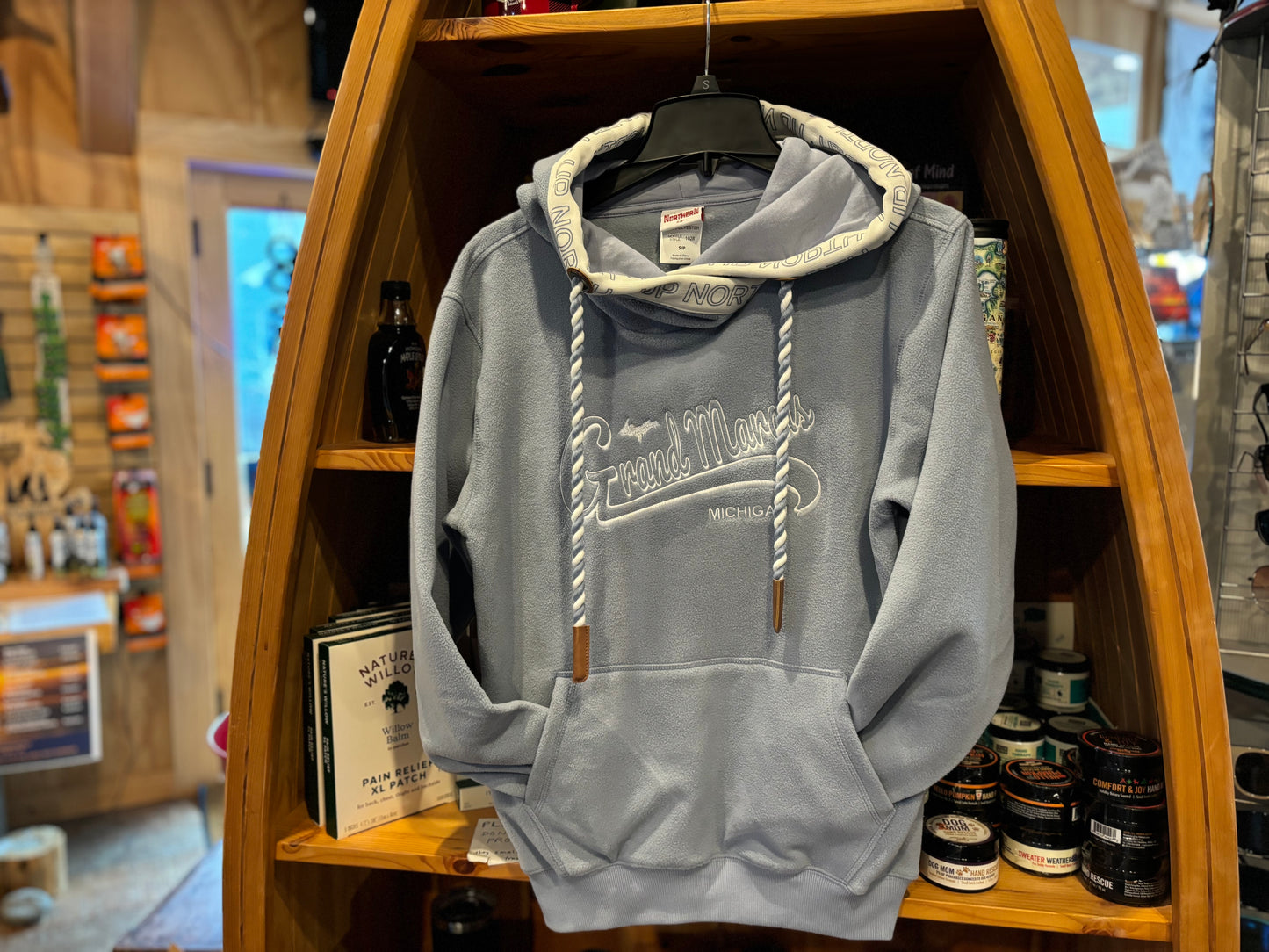 Ice blue hooded fleece