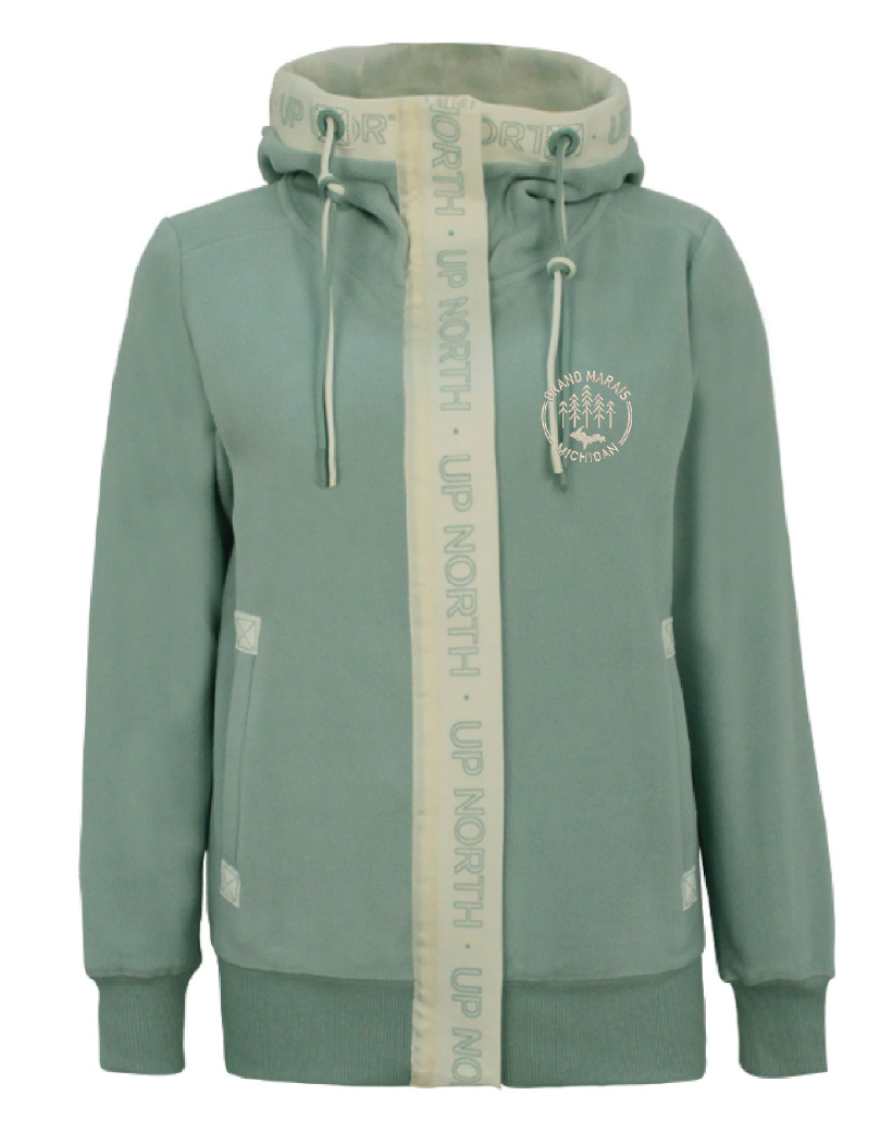 Ladies full zip hooded jacket - sage