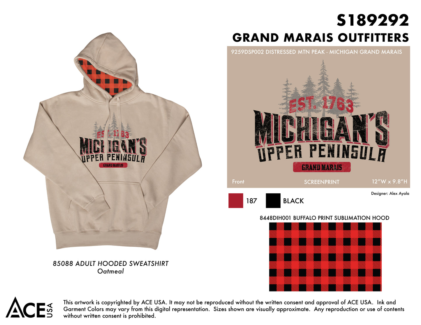 Oatmeal colored hoodie with plaid inside hood