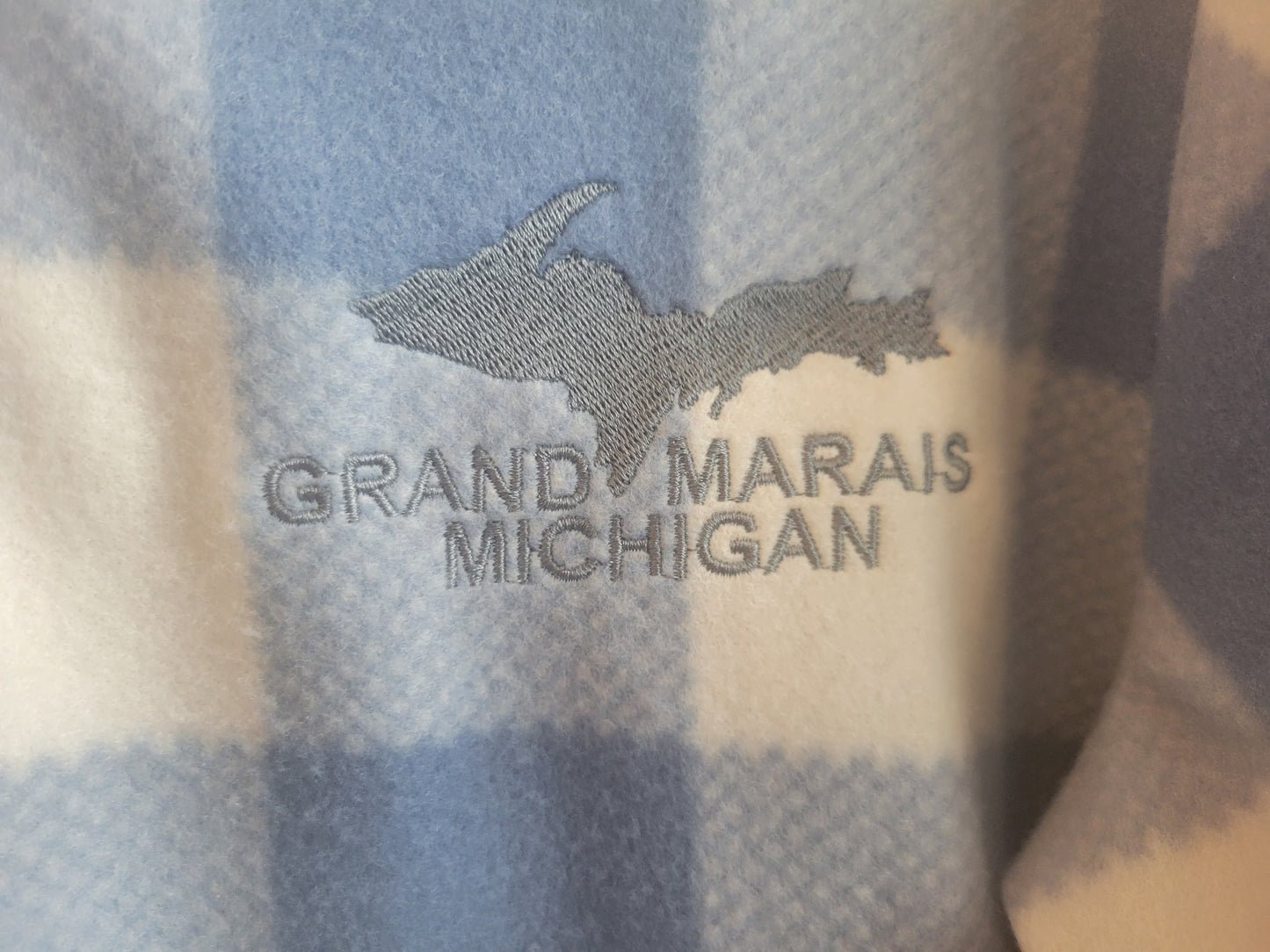 Henley hoodie - blue check