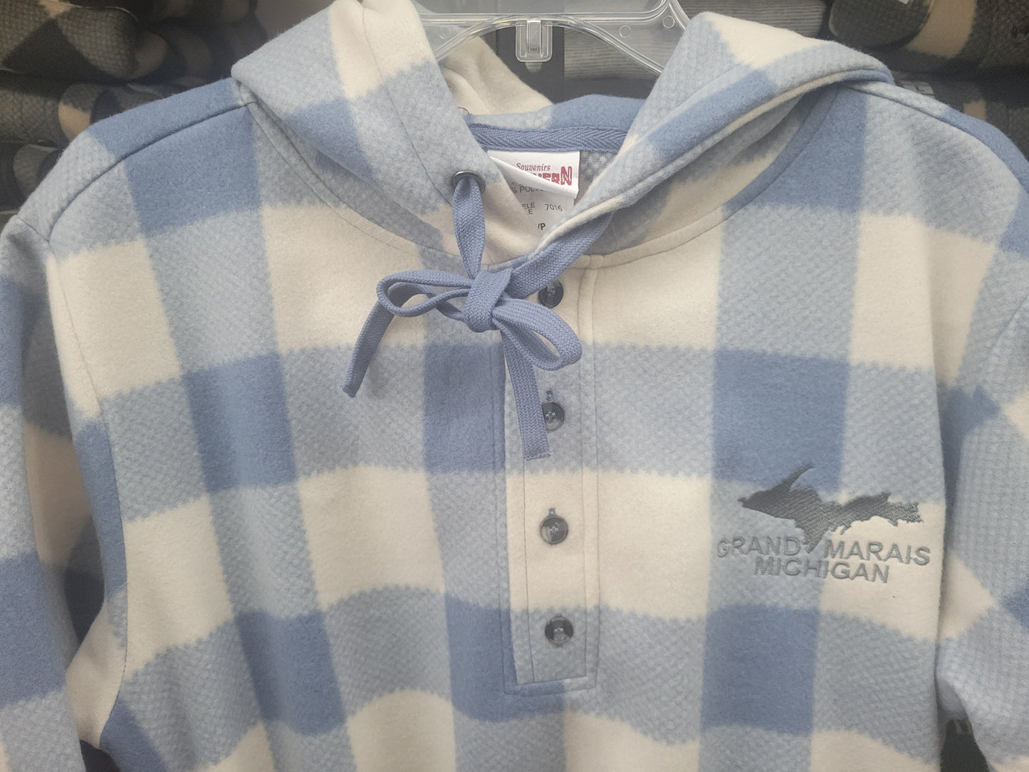 Henley hoodie - blue check