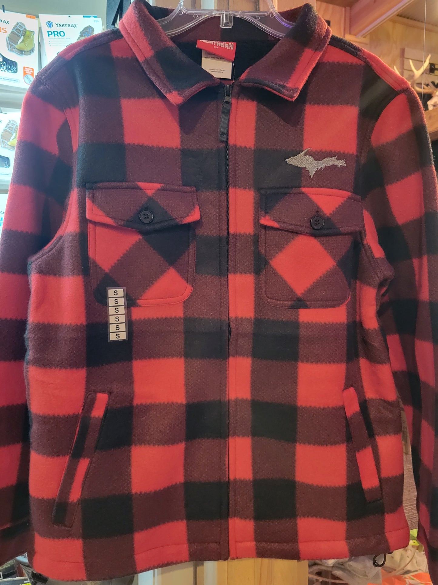 Coat - Green and Black Plaid or Red and Black Plaid with Fleece lining