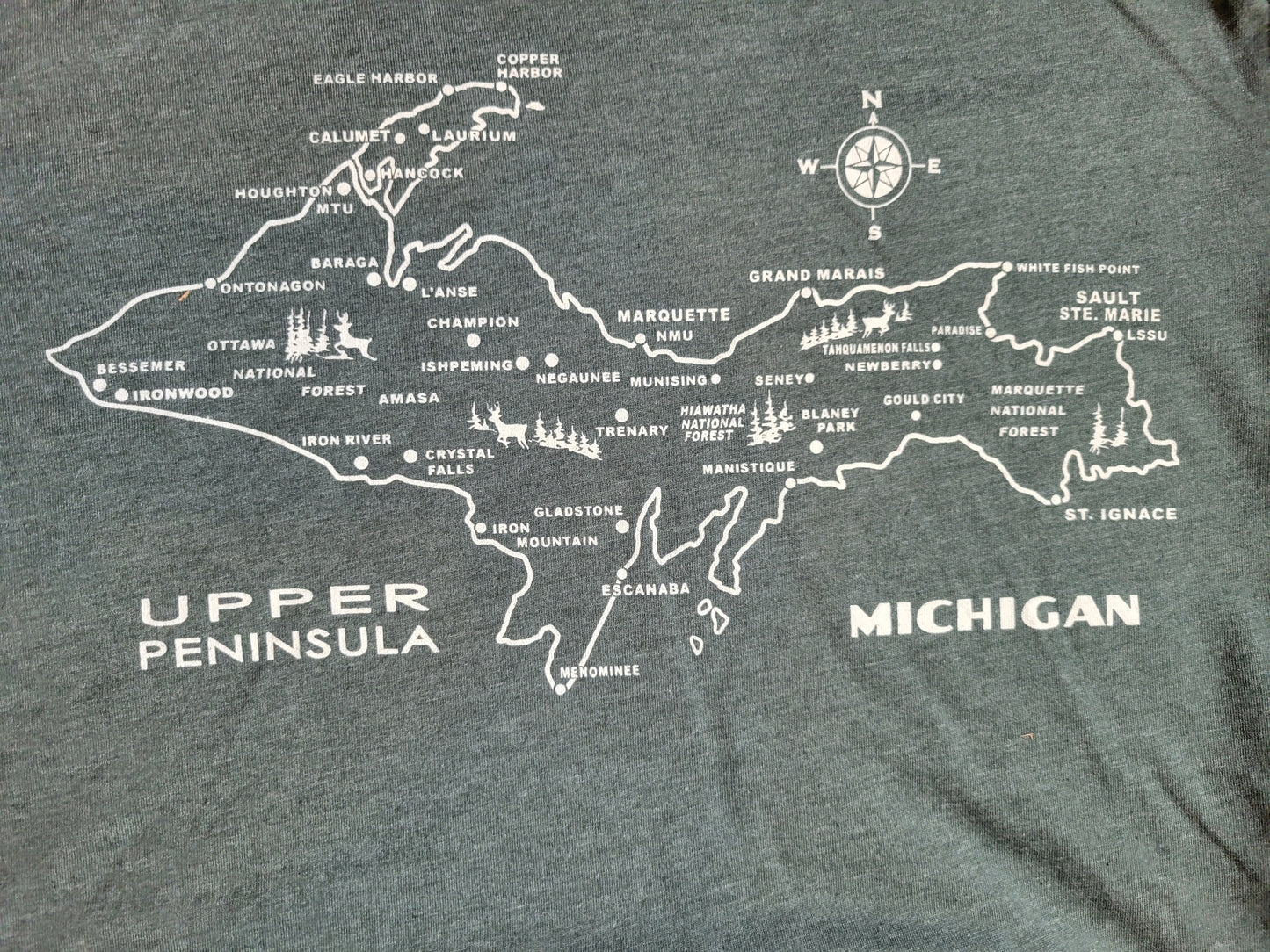 Retro UP map w/towns short sleeve t shirt