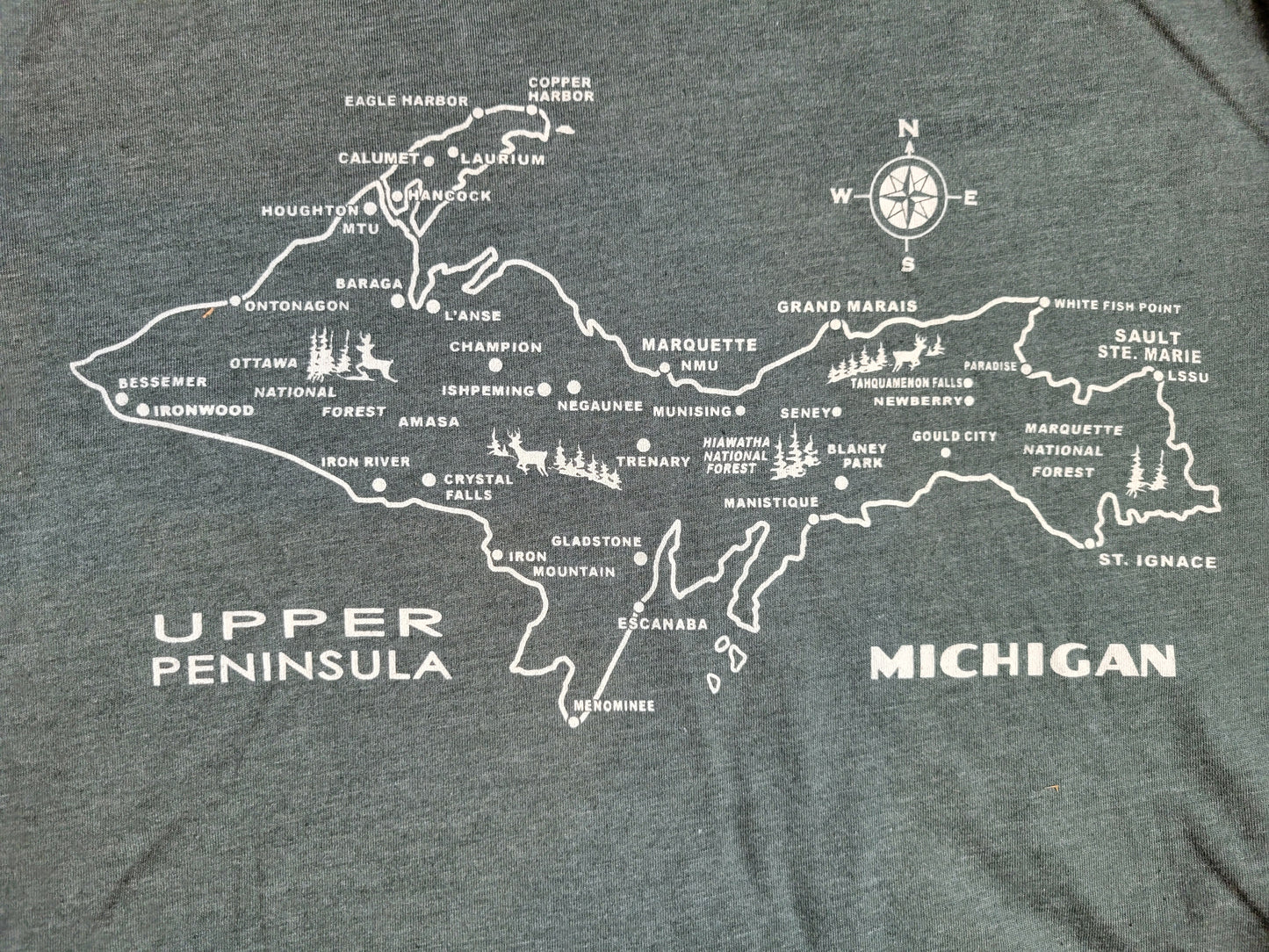 Retro UP map w/towns short sleeve t shirt