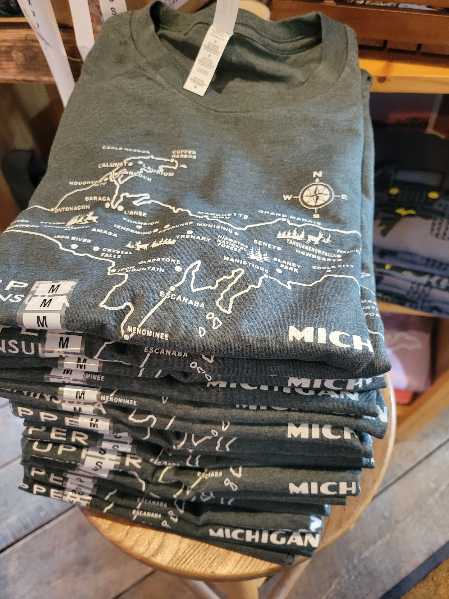 Retro UP map w/towns short sleeve t shirt