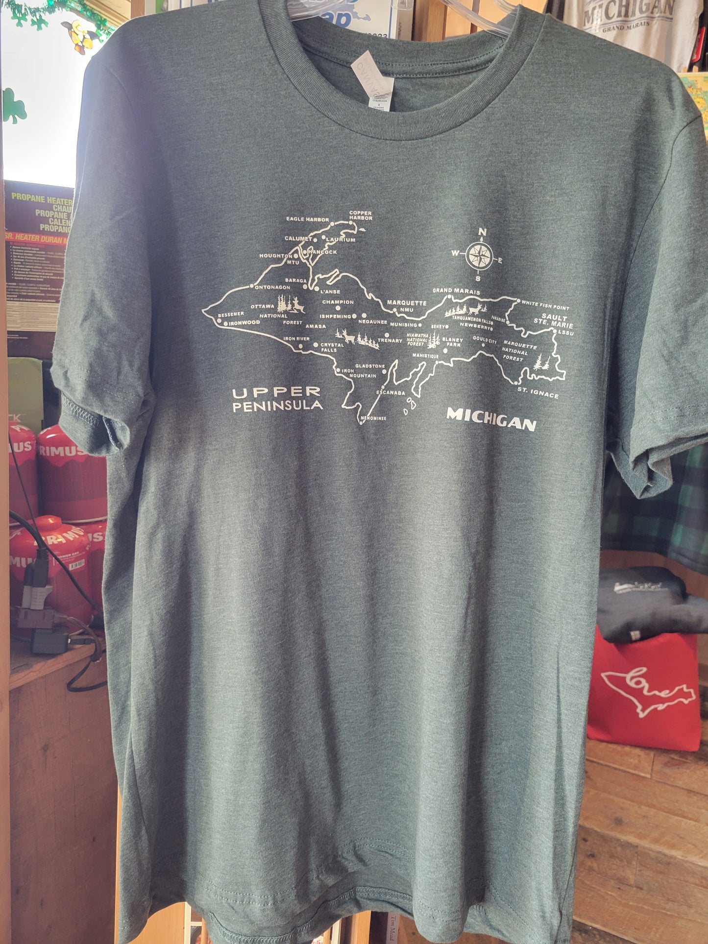 Retro UP map w/towns short sleeve t shirt
