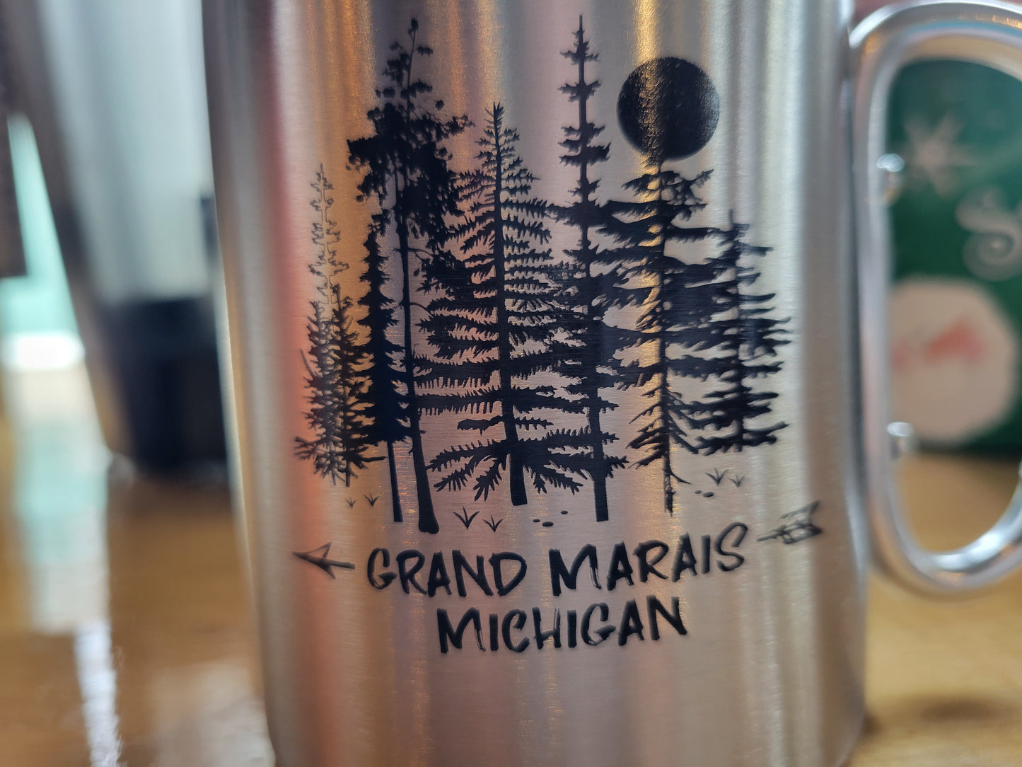 Coffee Mug with carabiner clip handle