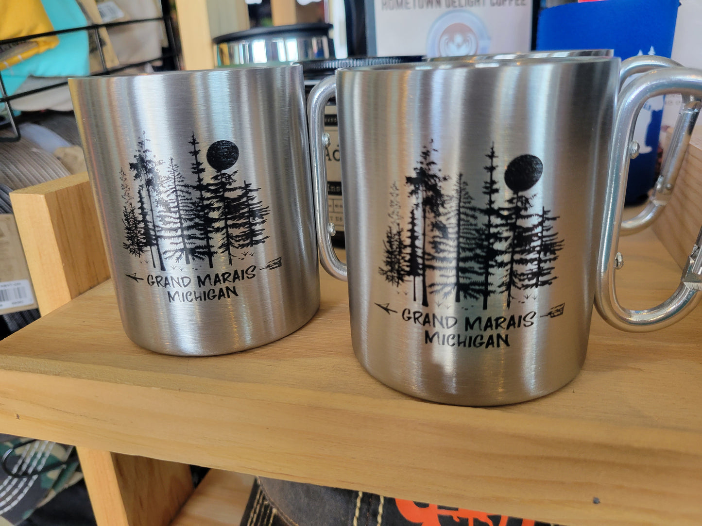 Coffee Mug with carabiner clip handle