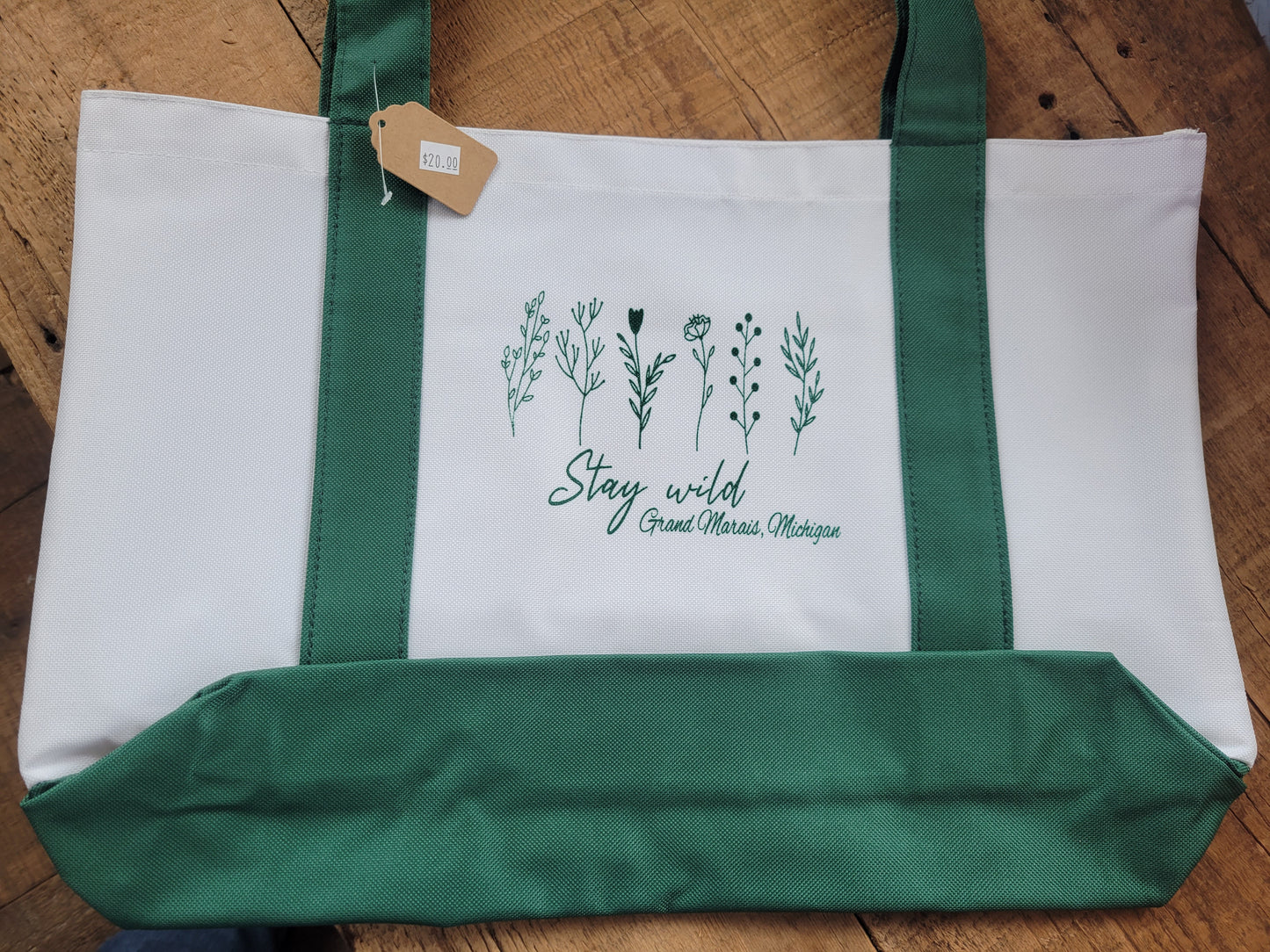 Beach Tote Bag - Stay Wild Grand Marais