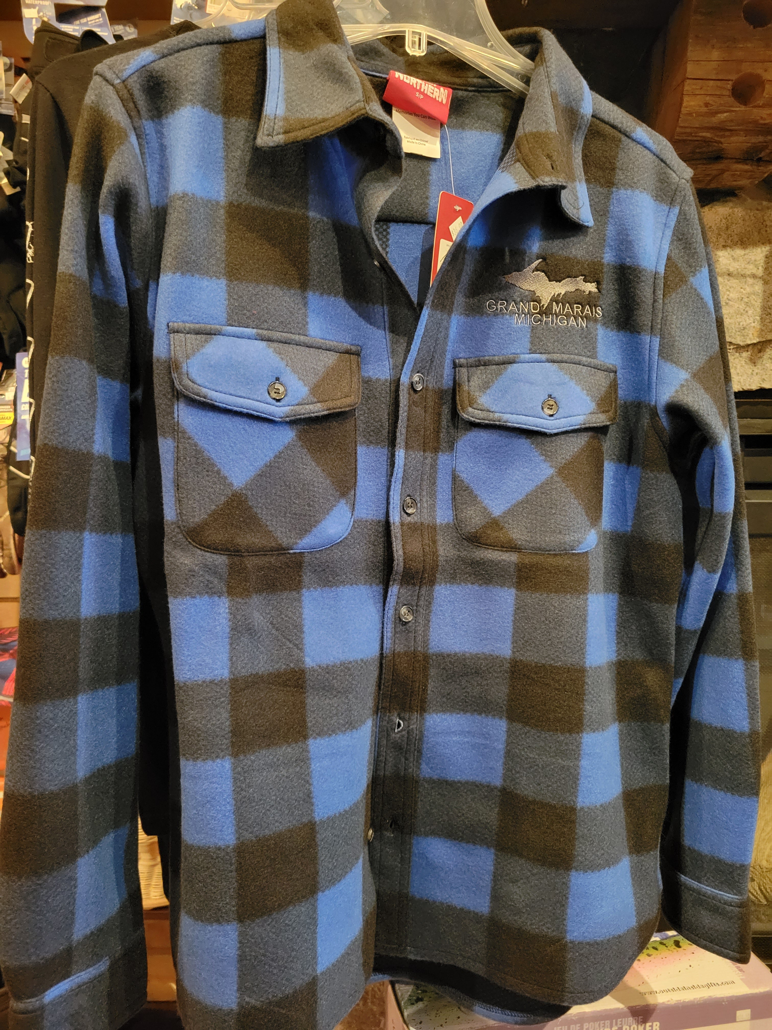 Blue and Black Unisex Fleece Top