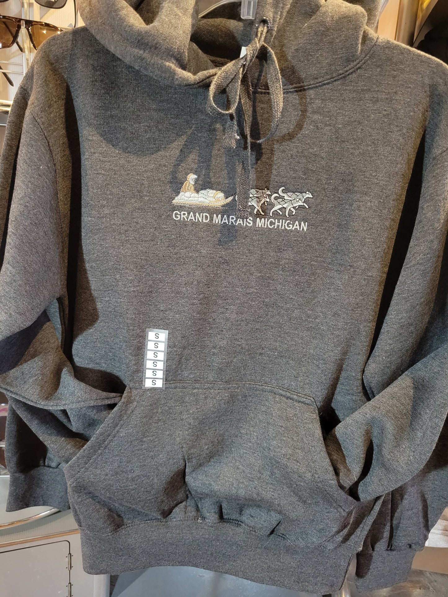 Grey Sled Dog Long sleeve Hooded sweatshirt