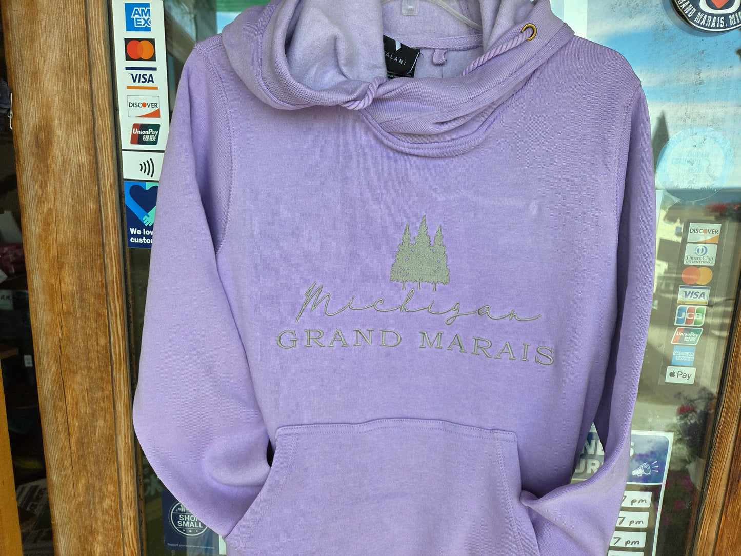 Light purple cross neck hoodie