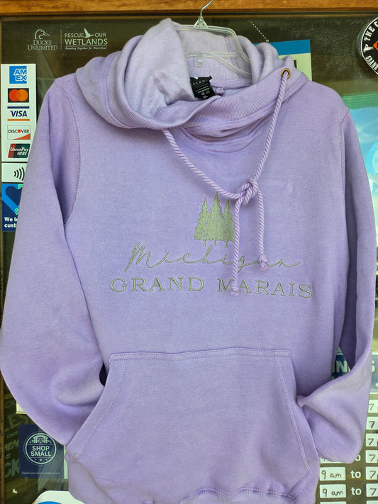 Light purple cross neck hoodie