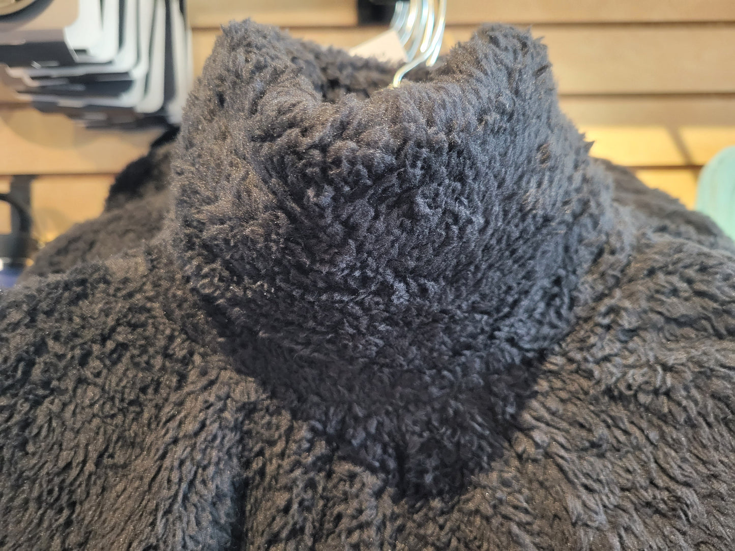 Black sherpa turtleneck fleece