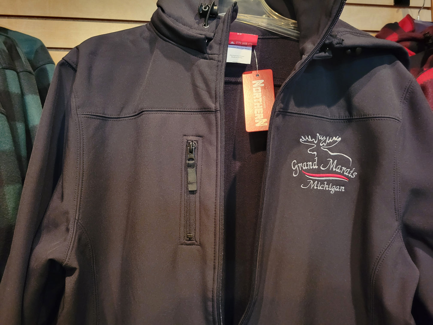 Black jacket with embroidered Moose