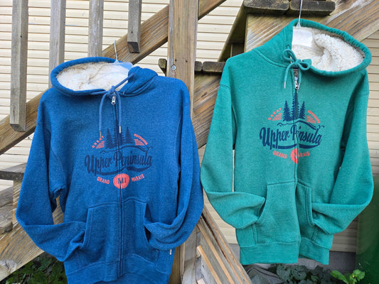Full zip hoodie Green or Blue