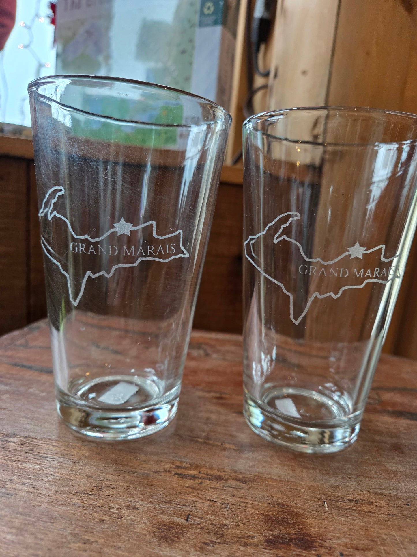 Clear pint glass or coffee mug