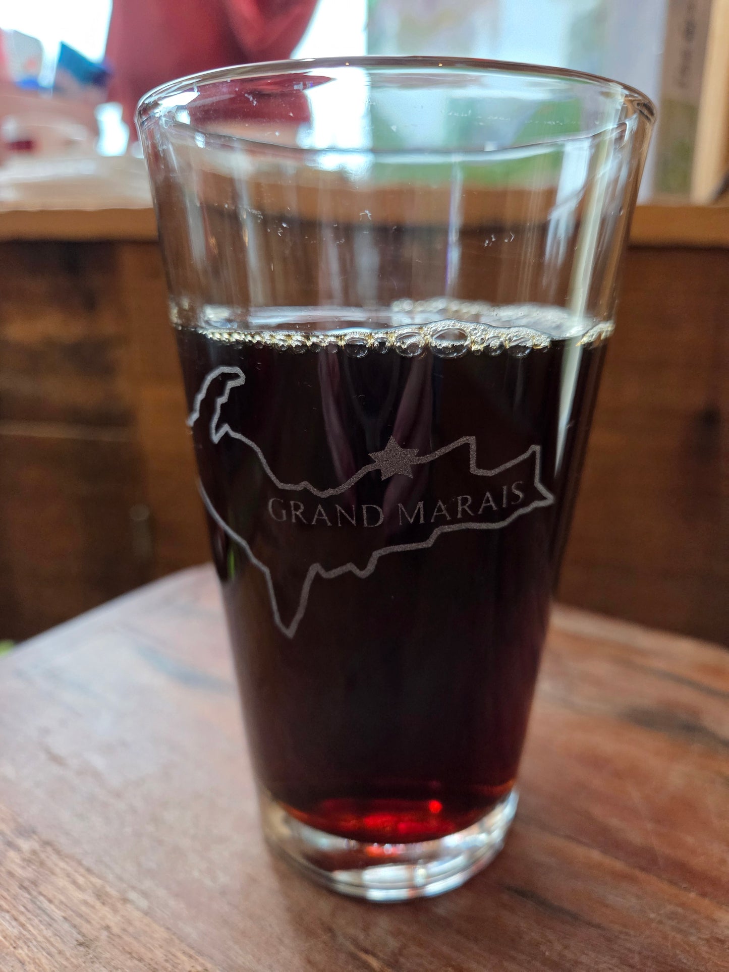 Clear pint glass or coffee mug