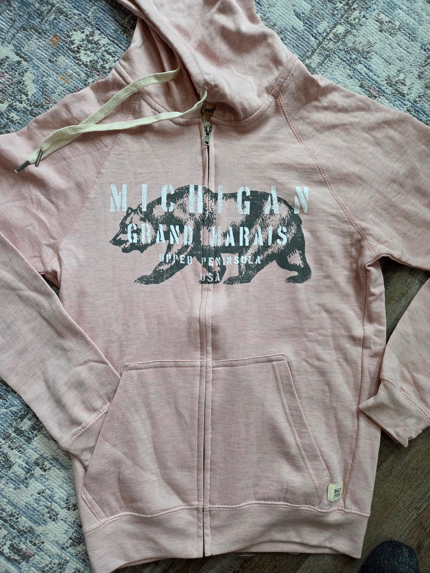 Cotton hoodie with full zipper Slate Blue or Pink Rose