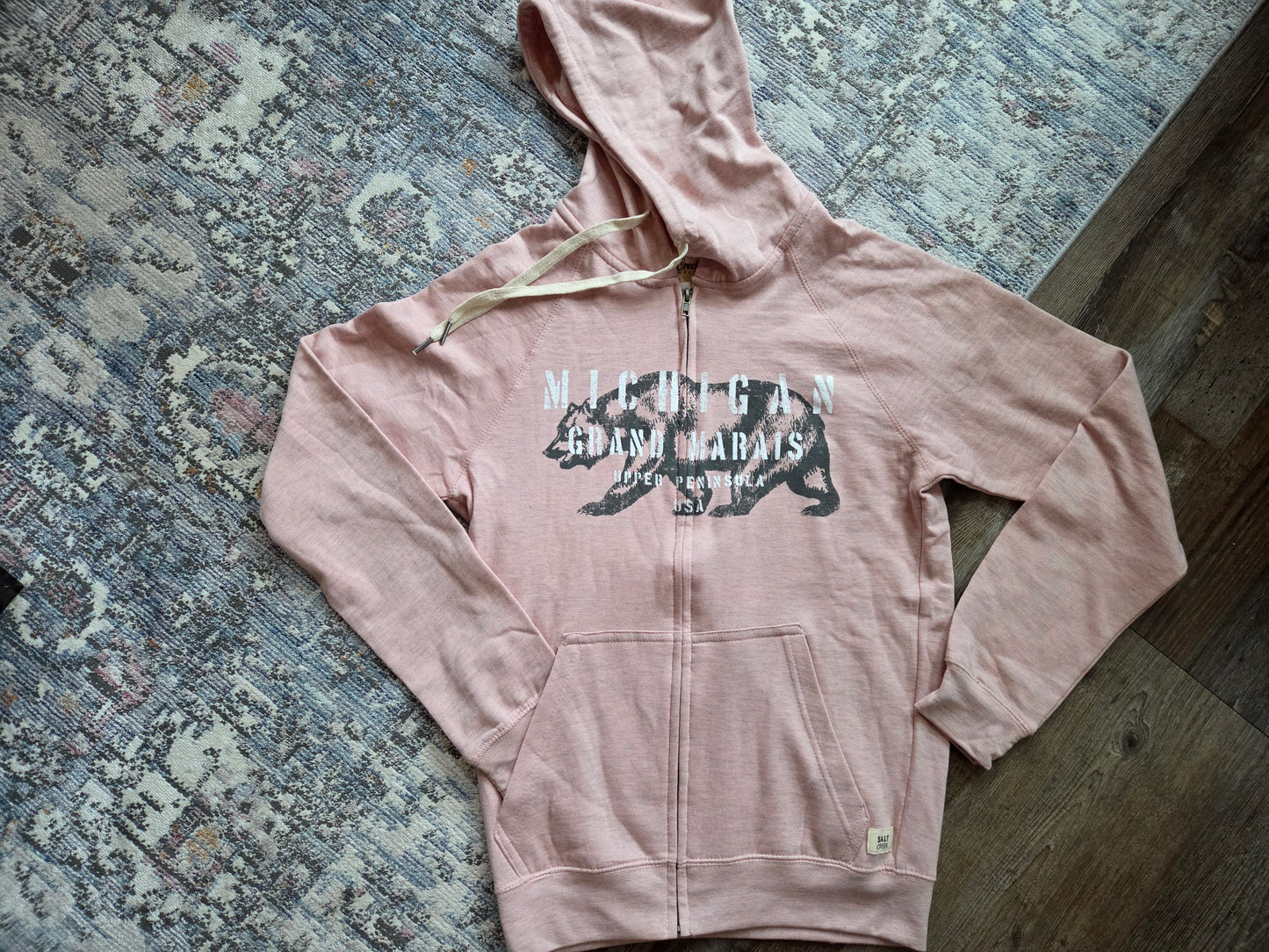 Cotton hoodie with full zipper Slate Blue or Pink Rose