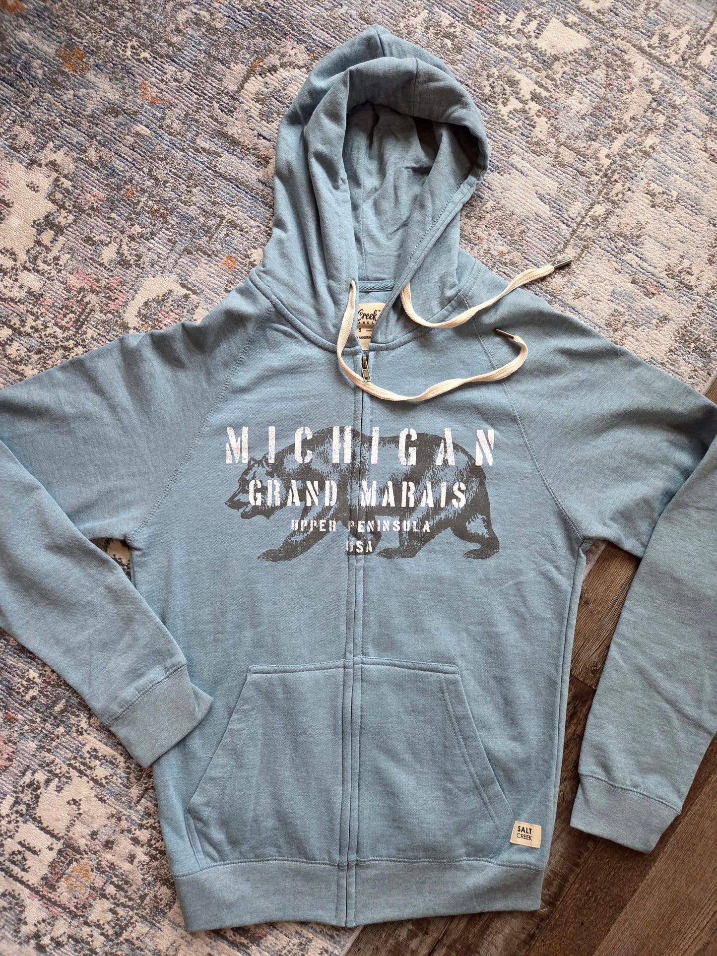 Cotton hoodie with full zipper Slate Blue or Pink Rose