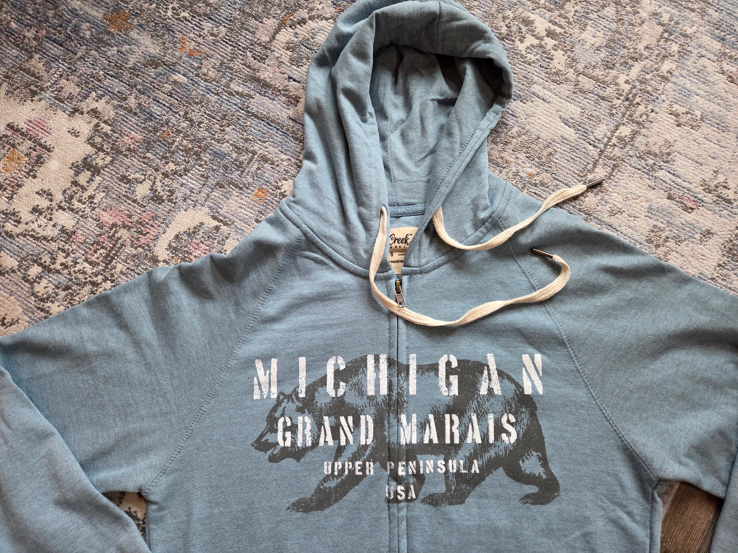 Cotton hoodie with full zipper Slate Blue or Pink Rose