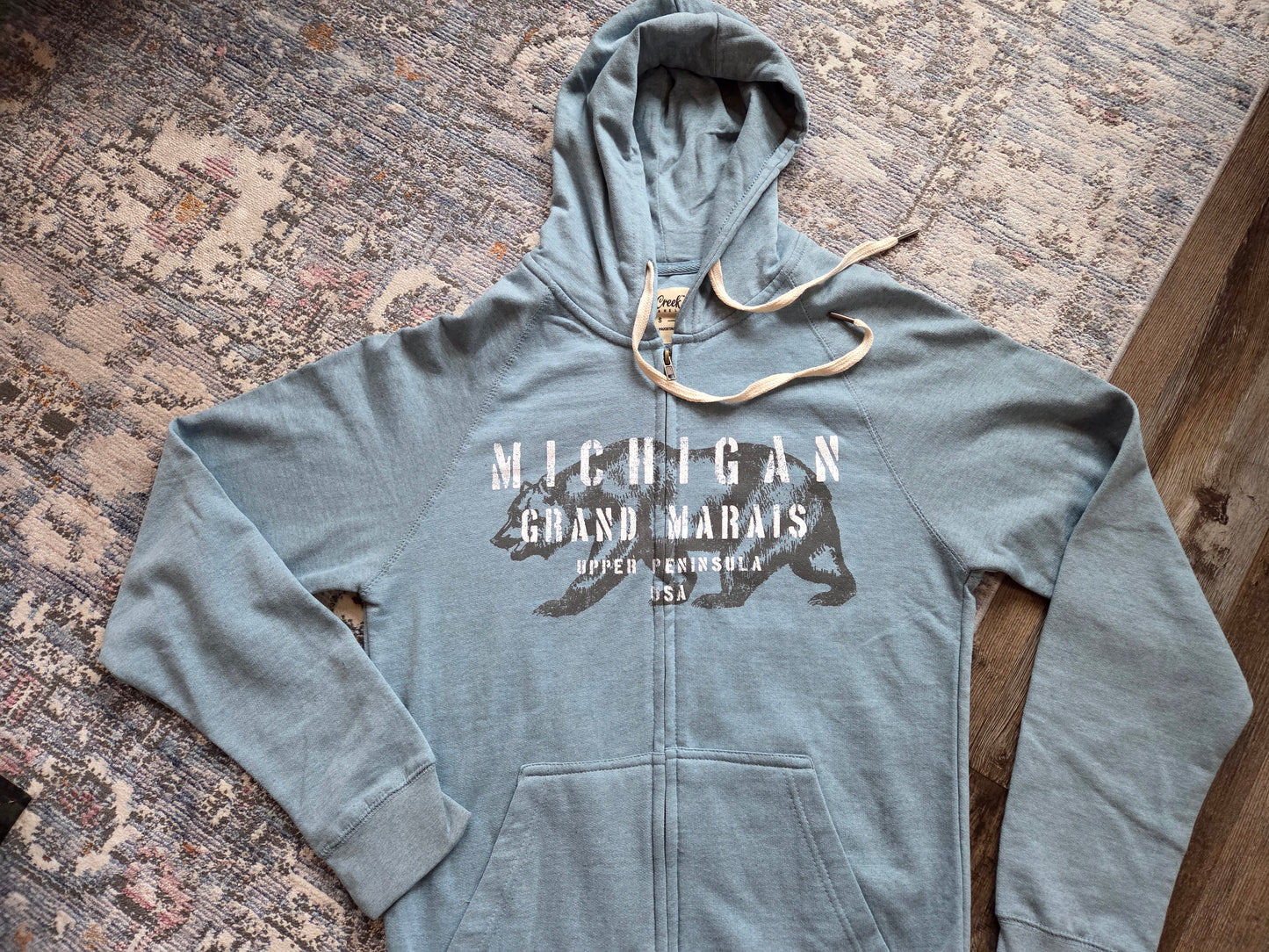 Cotton hoodie with full zipper Slate Blue or Pink Rose