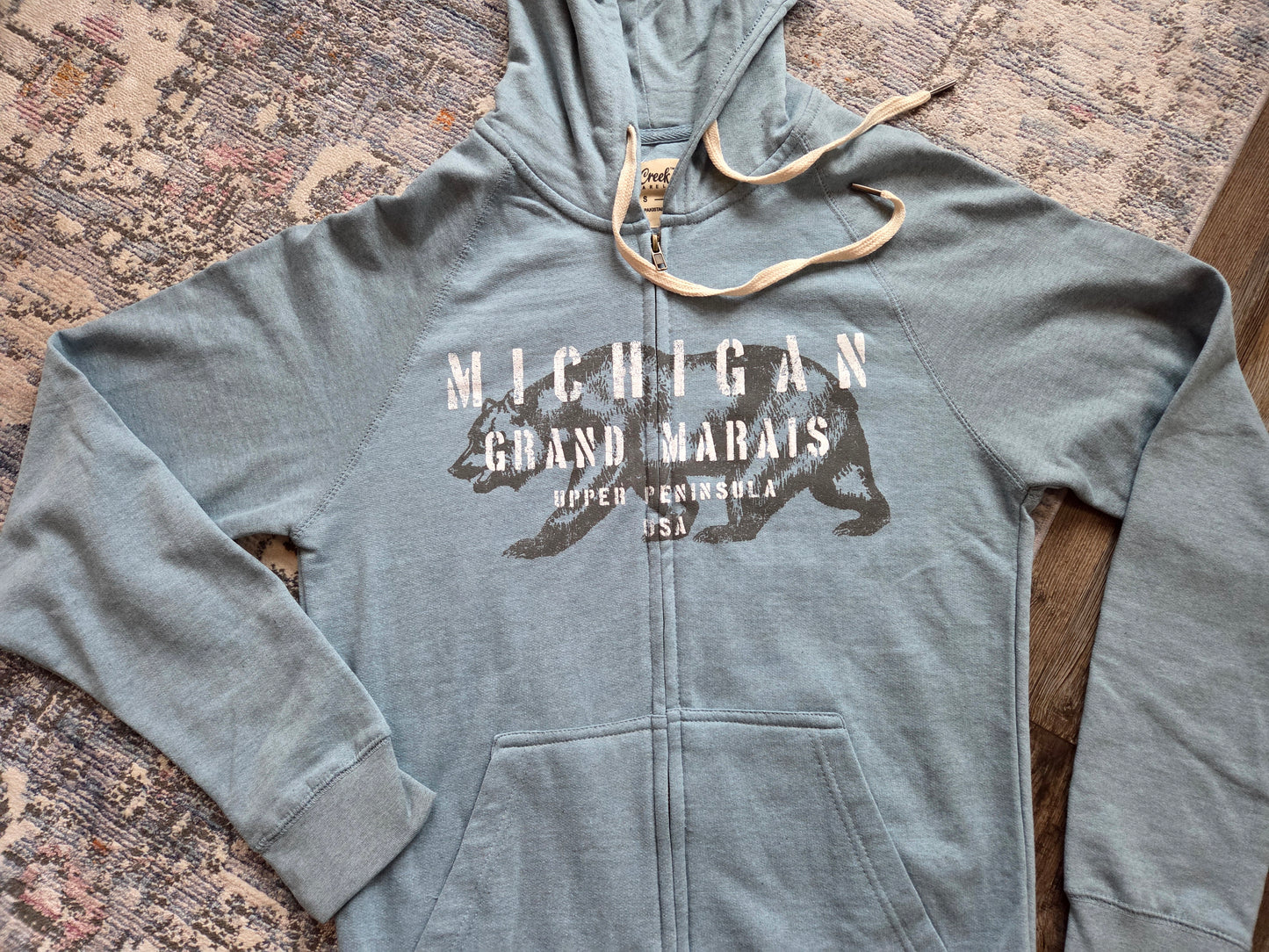 Cotton hoodie with full zipper Slate Blue or Pink Rose