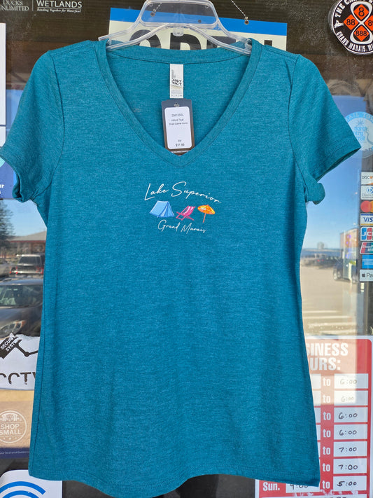 Ladies v neck beach icons