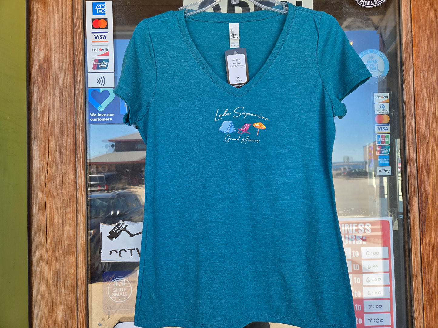 Ladies v neck beach icons