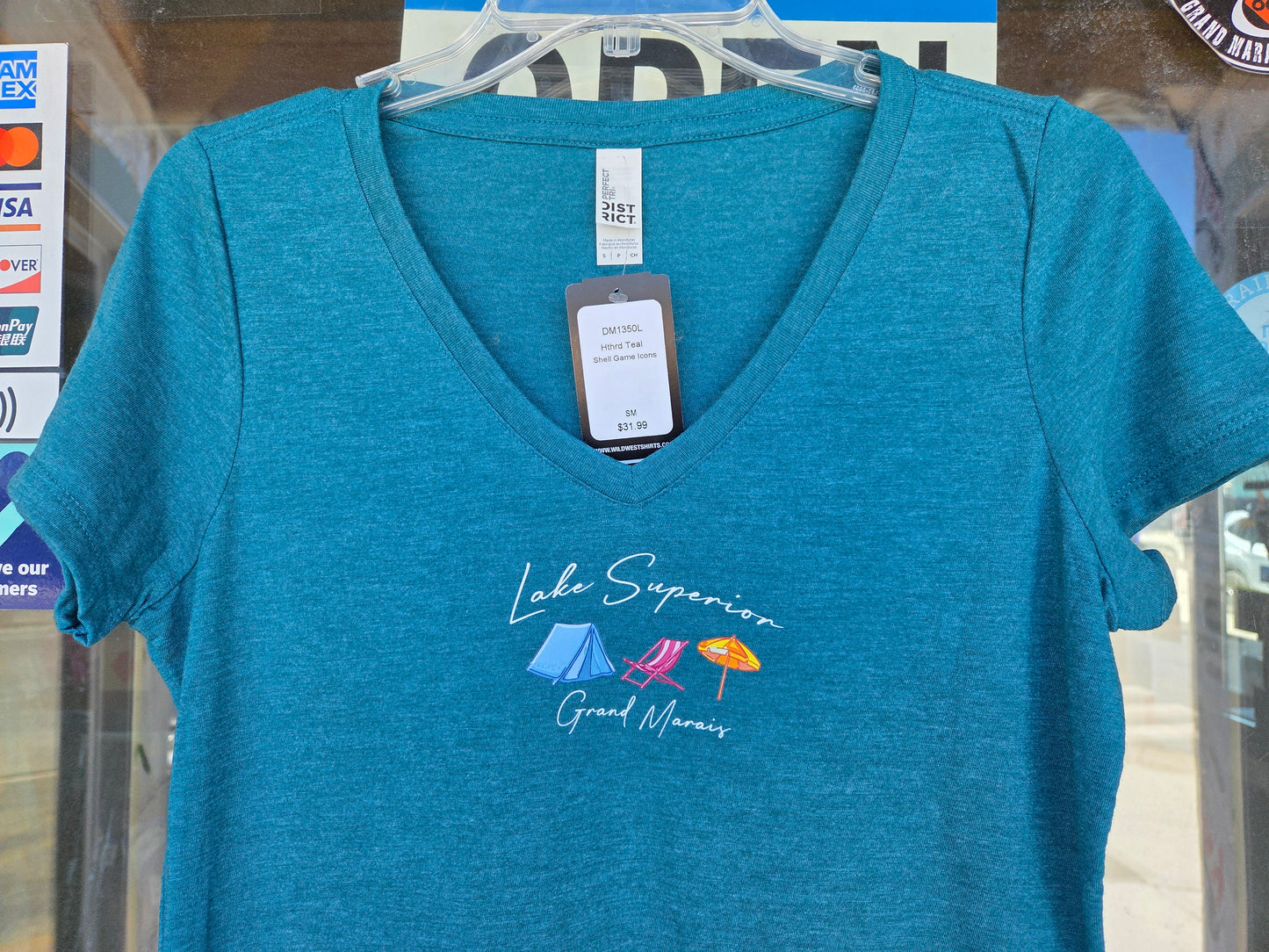 Ladies v neck beach icons