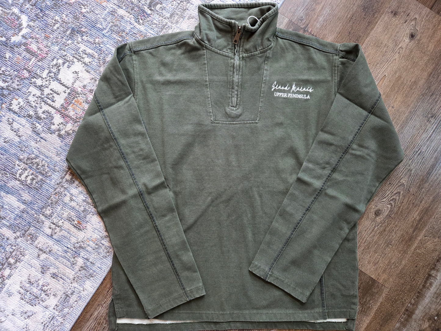Olive color denim Quarter Zip