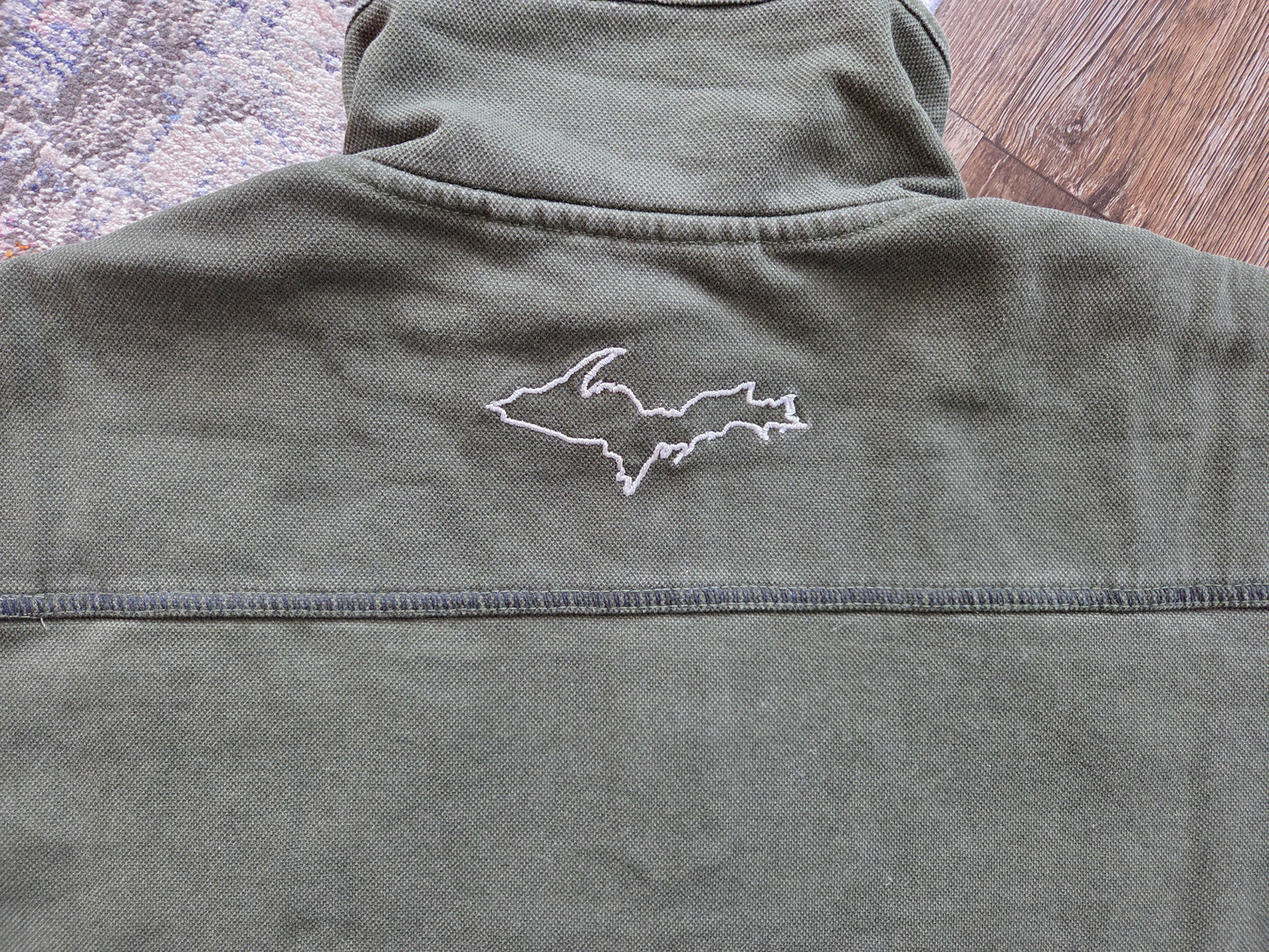 Olive color denim Quarter Zip