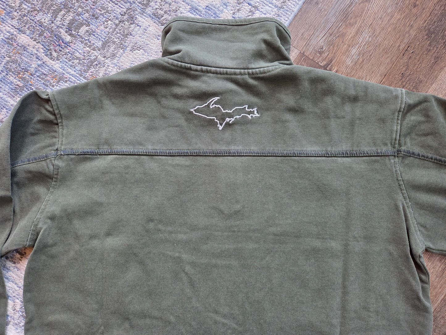 Olive color denim Quarter Zip