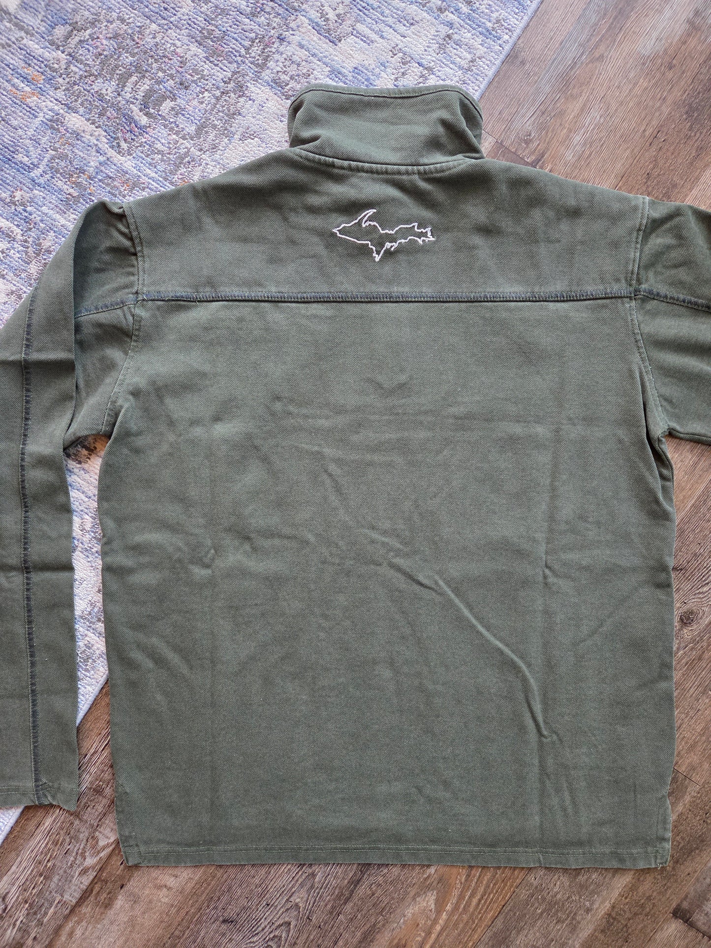 Olive color denim Quarter Zip