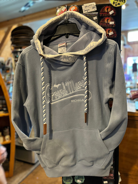 Ice blue hooded fleece
