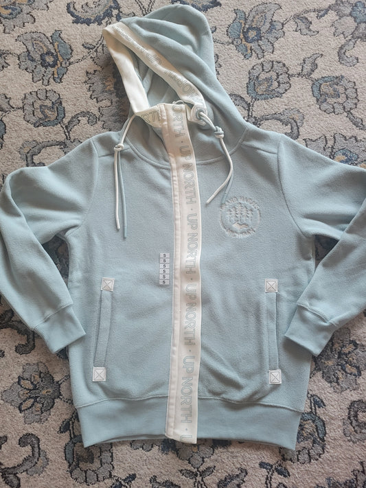 Full zipper hooded jacket - sage or cream color