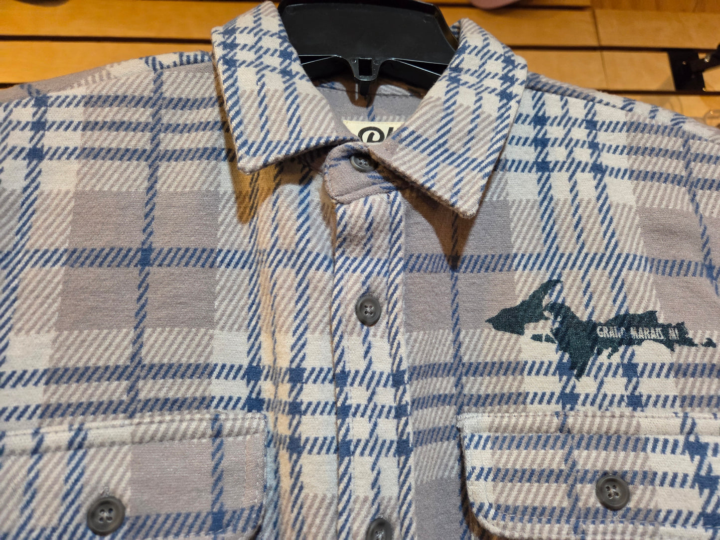 Knit flannel shirt - blue or natural