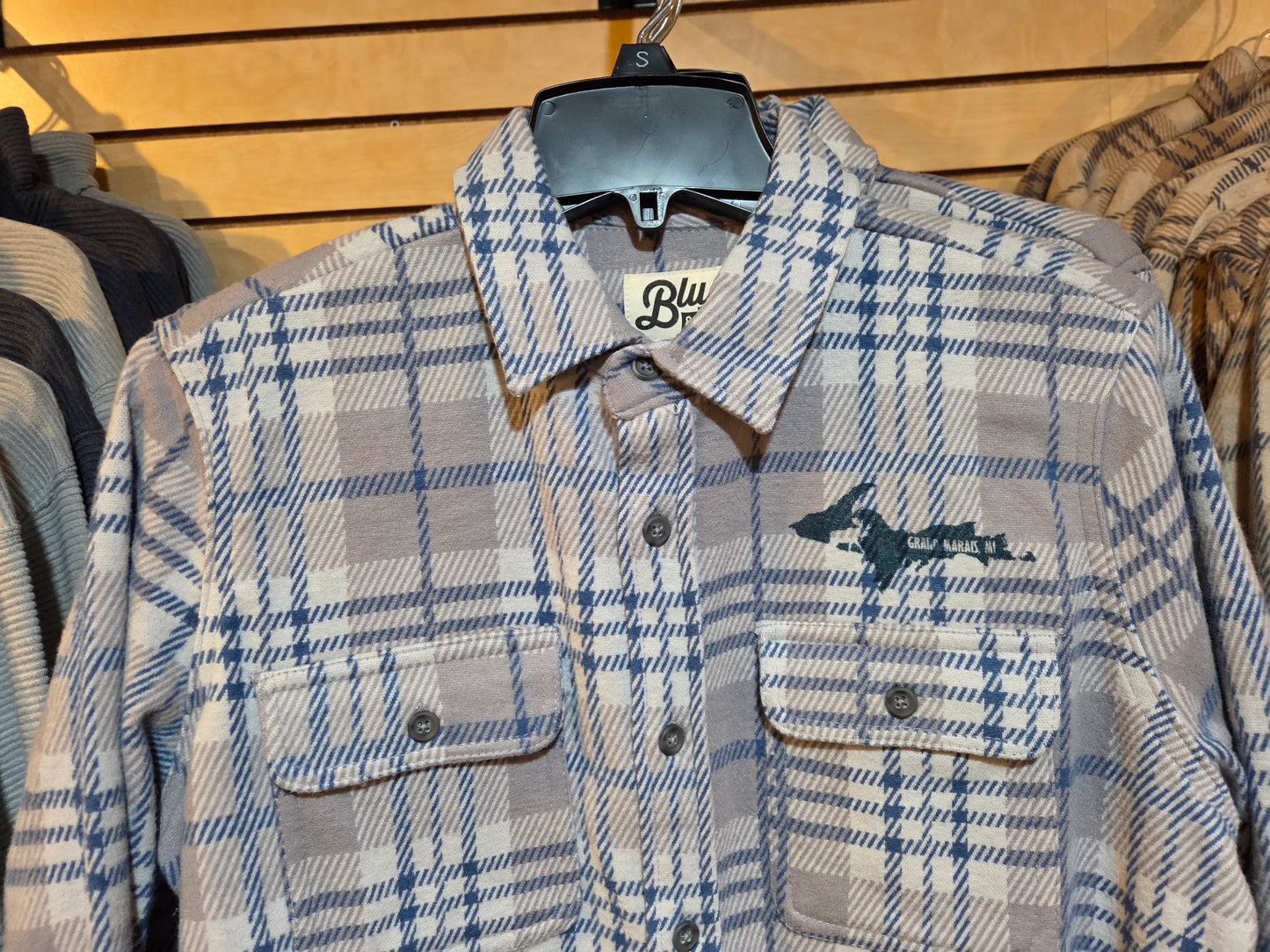 Knit flannel shirt - blue or natural