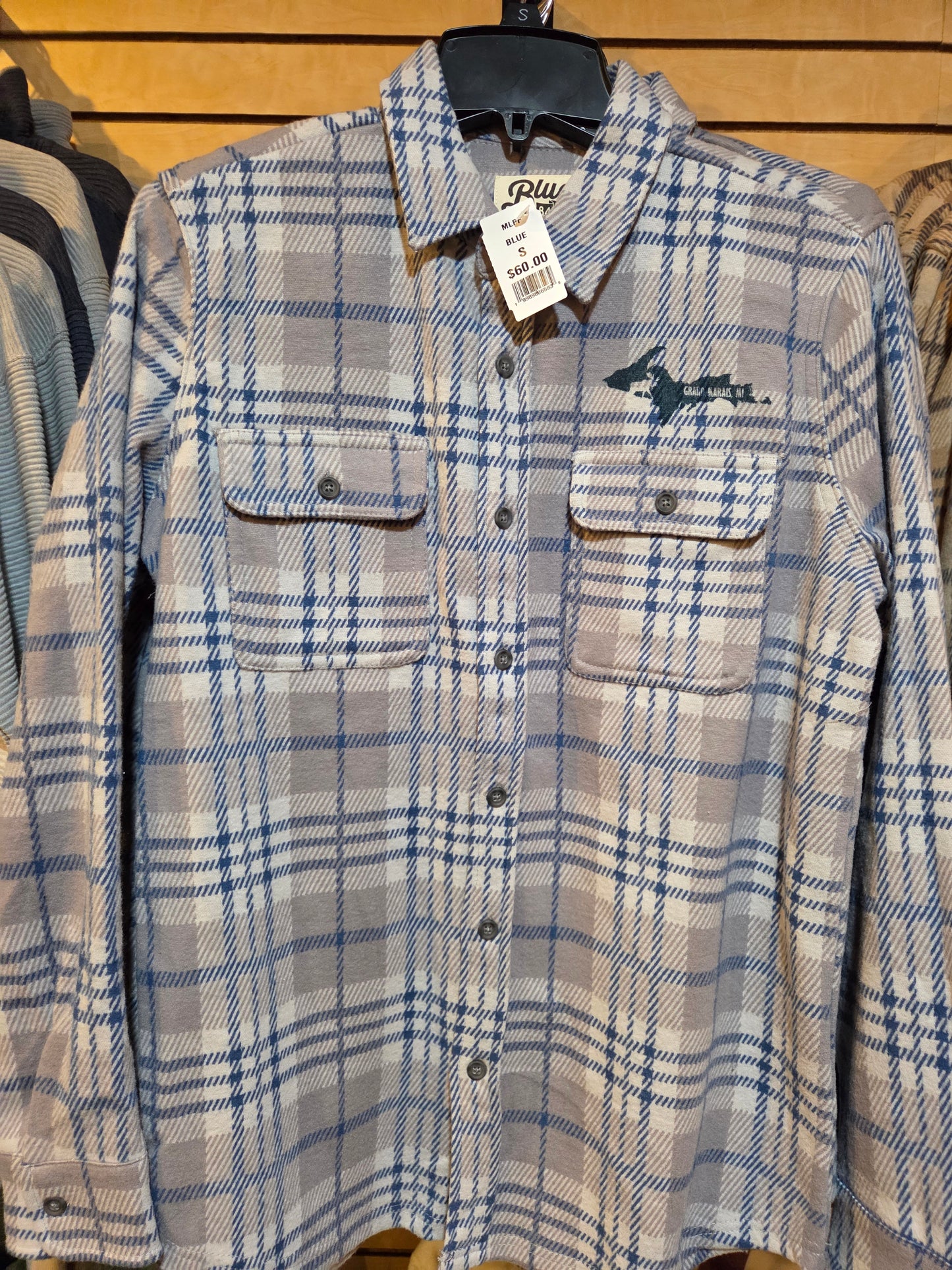 Knit flannel shirt - blue or natural