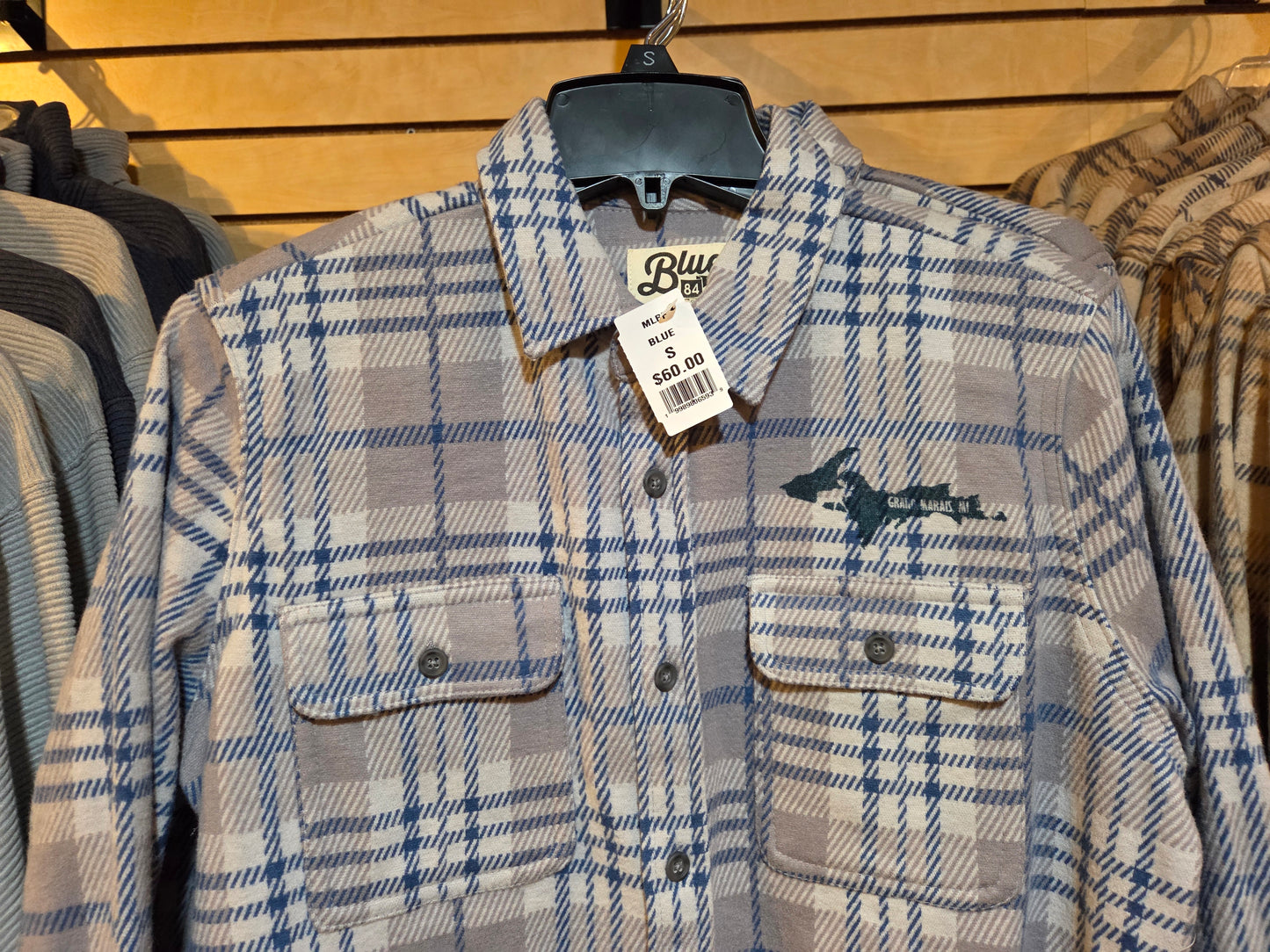 Knit flannel shirt - blue or natural