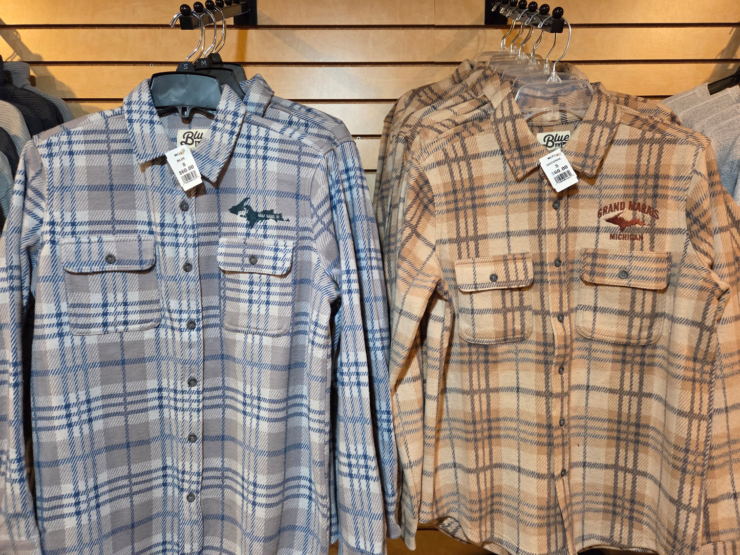 Knit flannel shirt - blue or natural